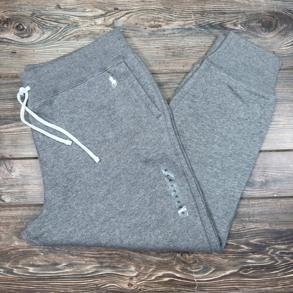 Polo Ralph Lauren Women XL Joggers Gray Fleece Drawstring Sweatpants CUT TAGS